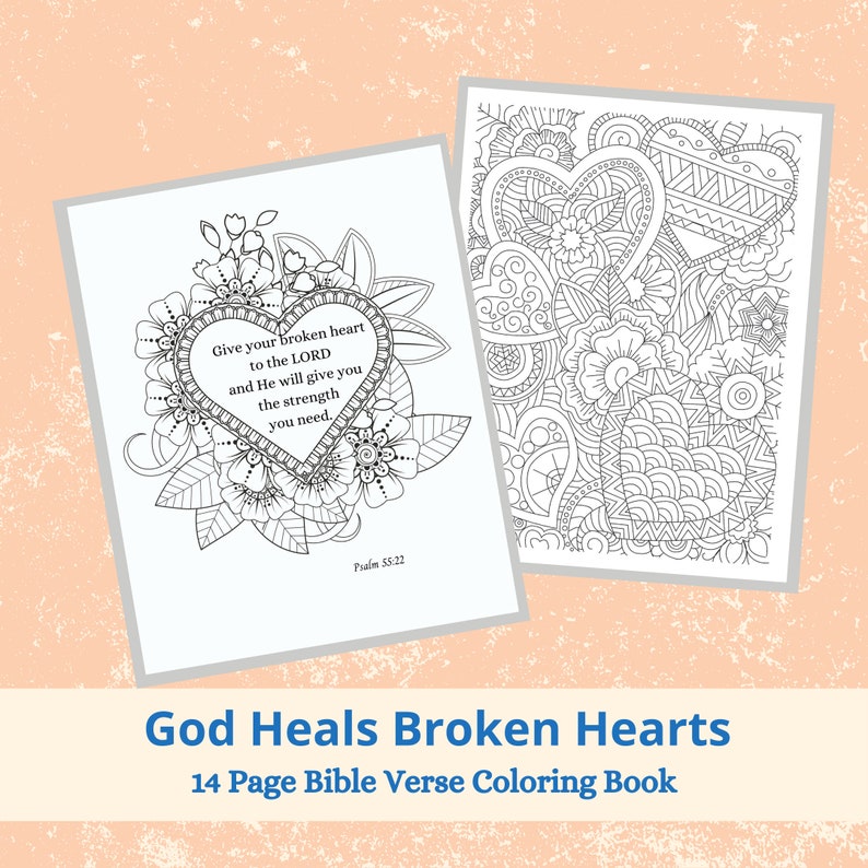 Coloring pages for adults Christian coloring pages God heals broken hearts Bible verse coloring pages coloring book PDF image 5