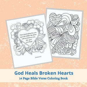 Coloring pages for adults Christian coloring pages God heals broken hearts Bible verse coloring pages coloring book PDF image 6