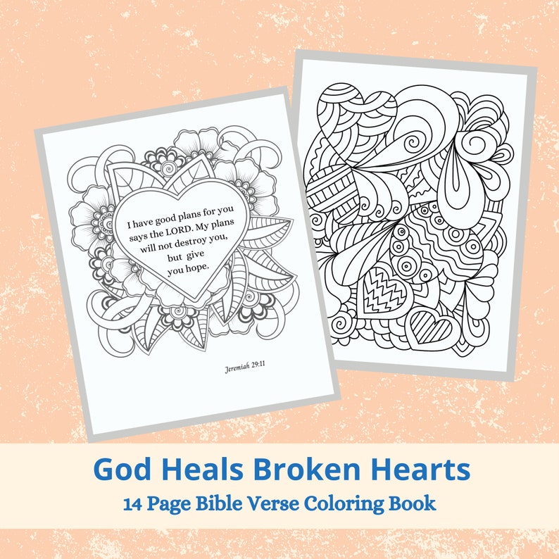 Coloring pages for adults Christian coloring pages God heals broken hearts Bible verse coloring pages coloring book PDF image 6