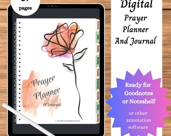 Peach 37-Page Prayer Planner & Journal  | Prayer Planner | Prayer Journal | GoodNotes Journal | Digital Planner
