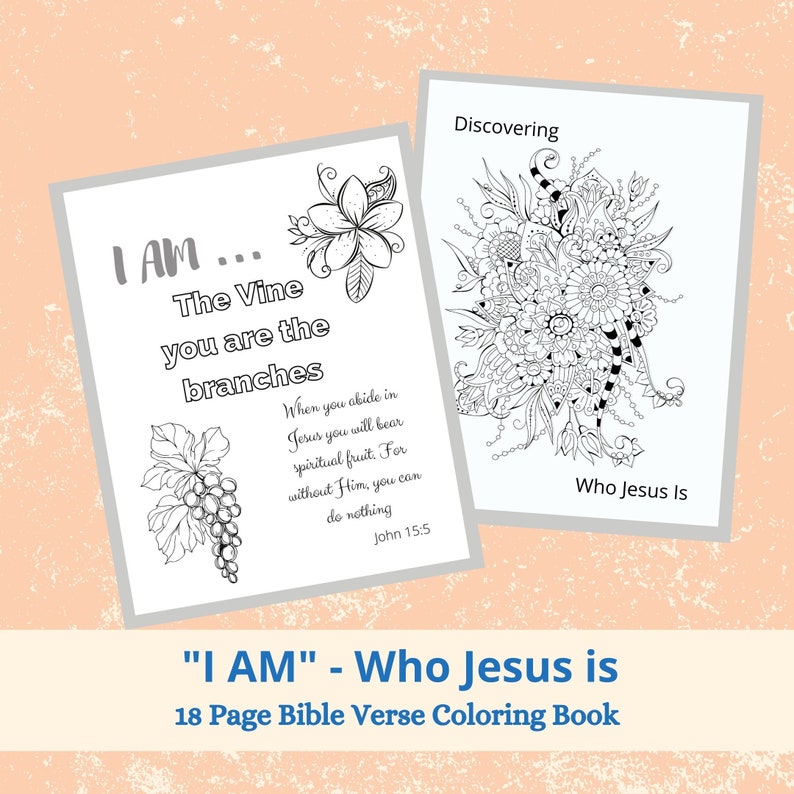 Coloring pages for adults Christian coloring pages I AM Who Jesus Is Bible verse coloring pages coloring book PDF image 4