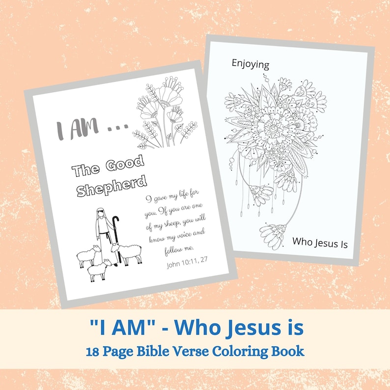 Coloring pages for adults Christian coloring pages I AM Who Jesus Is Bible verse coloring pages coloring book PDF image 8
