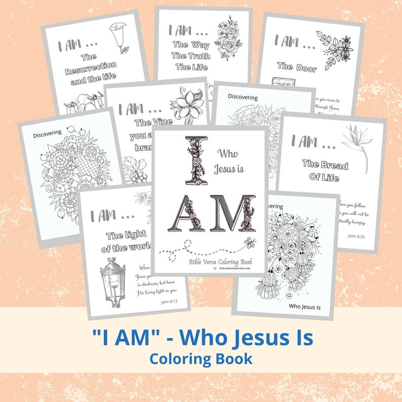 Coloring pages for adults Christian coloring pages I AM Who Jesus Is Bible verse coloring pages coloring book PDF image 1