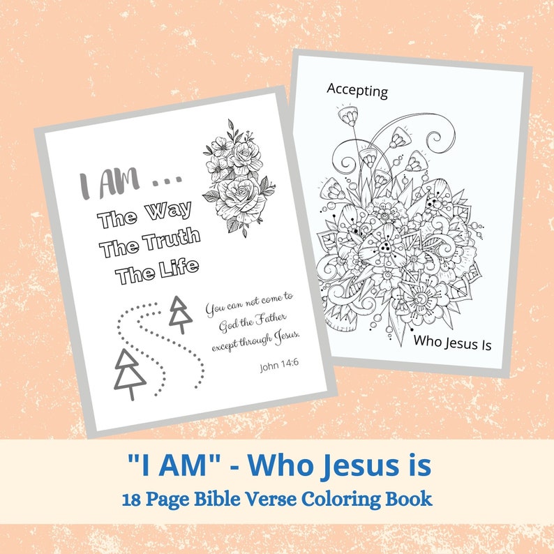 Coloring pages for adults Christian coloring pages I AM Who Jesus Is Bible verse coloring pages coloring book PDF image 6