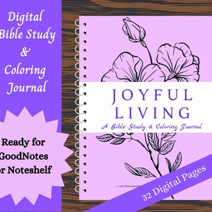 Digital Download |Bible Study Guide |Joyful Living |Bible Study Journal |Adult Coloring Pages |Bible Study Notes |Christian Coloring |Purple