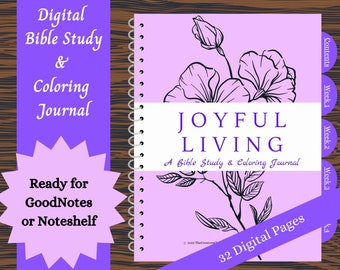 Digital Download |Bible Study Guide |Joyful Living |Bible Study Journal |Adult Coloring Pages |Bible Study Notes |Christian Coloring |Purple