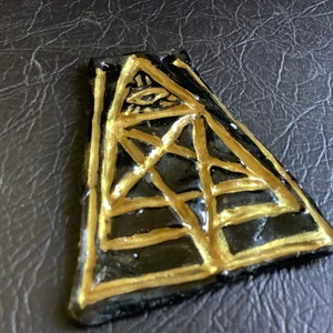 XemHeka Xem Heka Pyramid Trapezoid Pentagram Pendant #0002, handcrafted handmade sculpted engraved