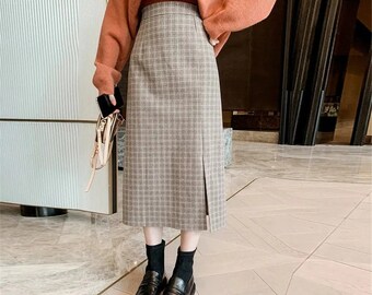 plaid midi skirt quality