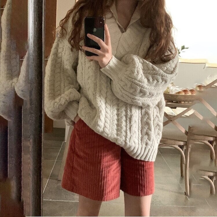 weiße oversize pullover