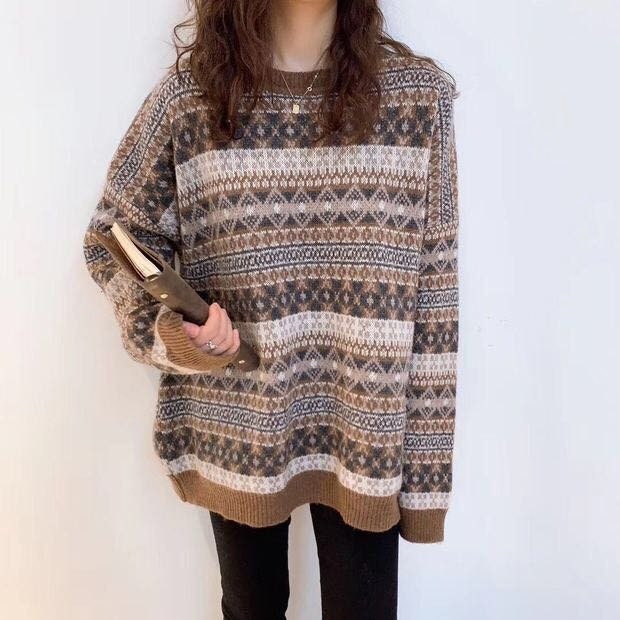 Vintage Retro Sweater Schoolgirl Winter Lazy Wind Plus Size - Etsy