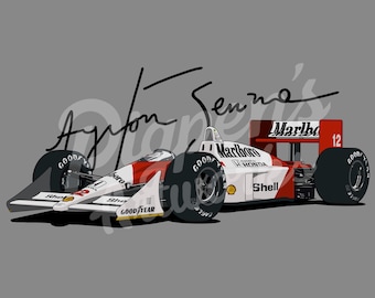 アイルトン・セナ モナコ 絵画：フォーミュラ1モータースポーツアート