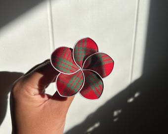 Hawaiian Hawaii Palaka Pua Forever Flower | Hair Flower | Artificial Flower Accessories | Palaka Print | Christmas Palaka Flower
