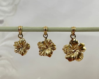 Hibiscus Pendant <> Solid 14k Yellow Gold