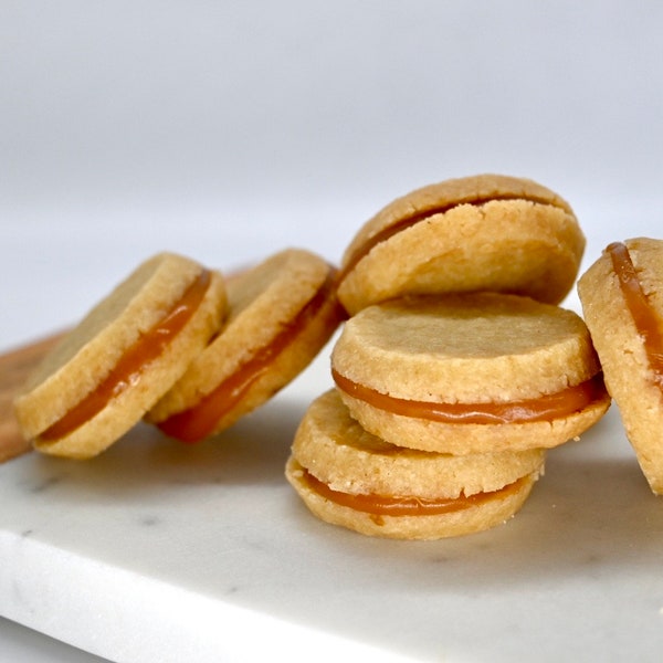 Salted Caramel Shortbread Sandwich Cookies