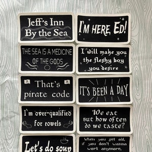 OFMD S2-Inspired Canvas Patch Set 8; Pirates Iron-on Patches; OFMD Quote Iron-On Patch; Blackbeard; Stede; Izzy Hands; Jim;Oluwande;Frenchie