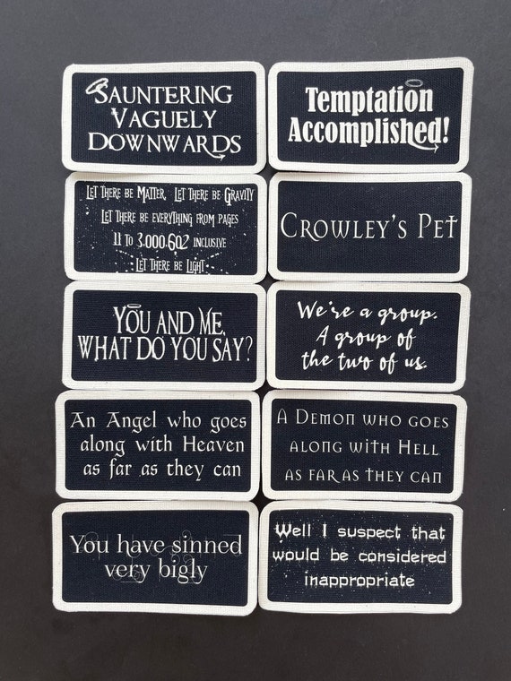 Good Omens Iron-On Canvas Patches Set 2; Crowley Aziraphel Gabriel Muriel; Sticker