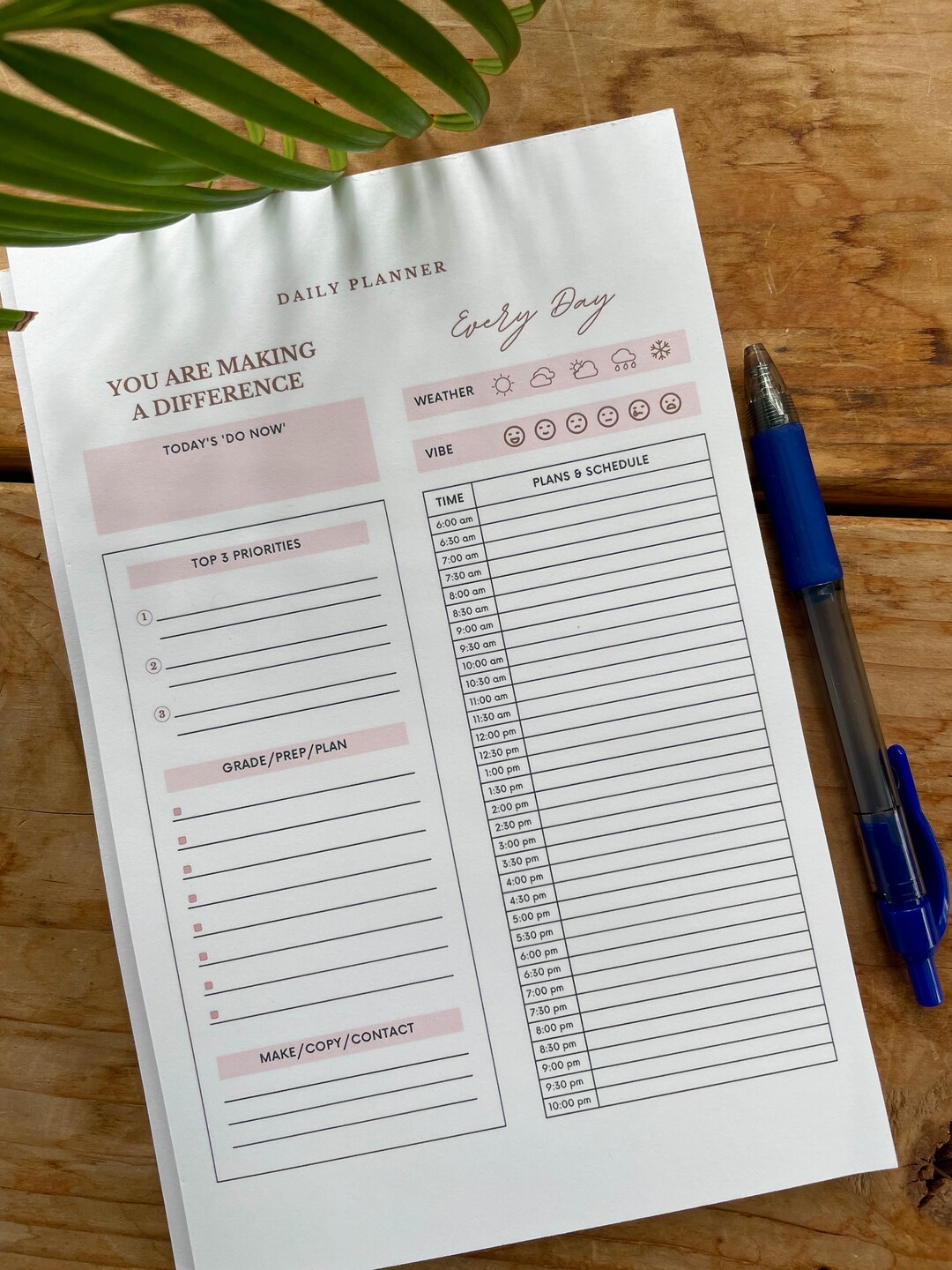 Teacher's Daily Planner Teacher Checklist Teacher Etsy