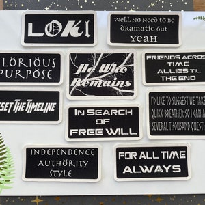 Loki-Inspired Iron-on Canvas Patches Set 1; Loki-Inspired Canvas Iron-On Patches; Mobius; MCU-Inspired Iron-on Patches; Sylvie Patch
