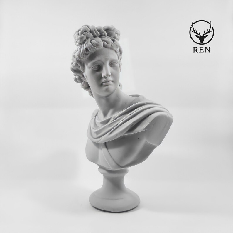 Apollo Statue Greek Goddess Sculpture White Bust 12.5 Etsy