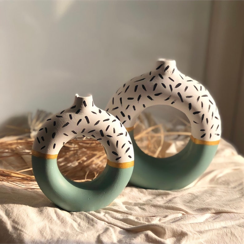 Nordic Vases Ceramic Donut Vase Set Scandinavian Decor Etsy