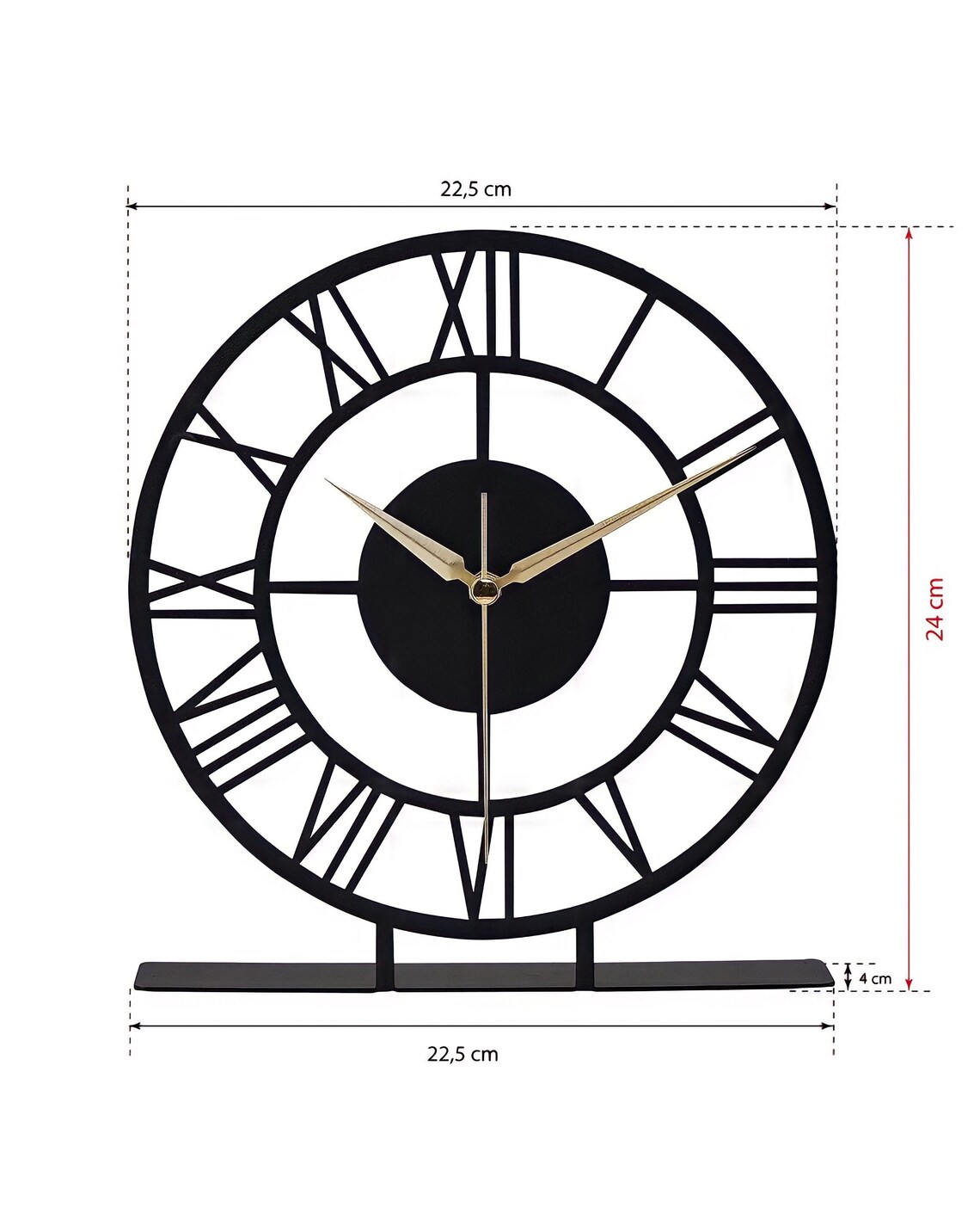 Roman Numeral Tabletop Clock Black Metal Desktop Clock Etsy