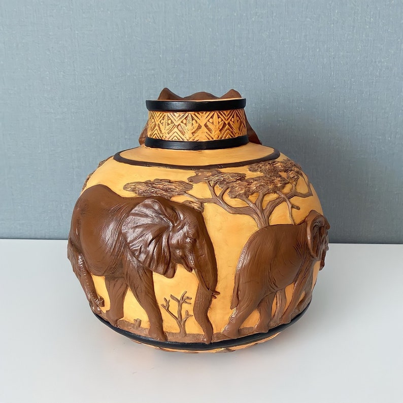 Vase With Elephant Figure Large Animal Vase African Decor Etsy