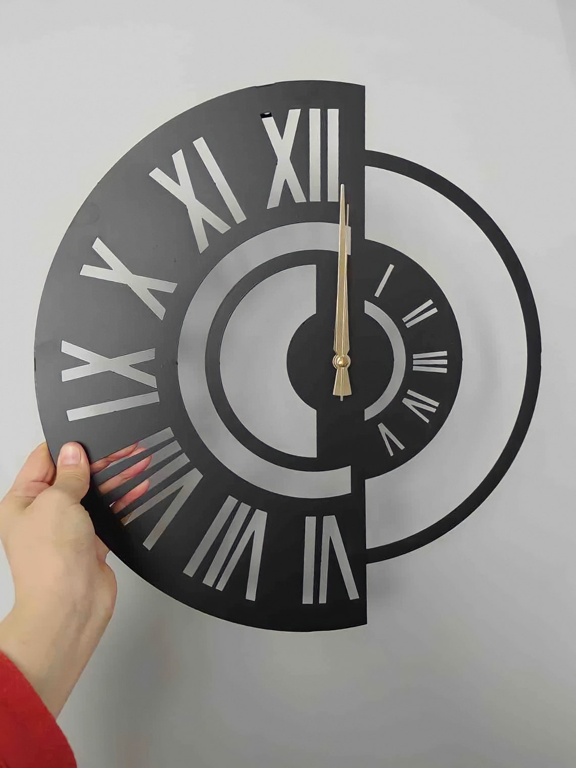 Black Metal Wall Clock Large Wall Clock With Roman Numerals Etsy