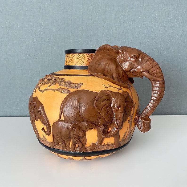 Vase With Elephant Figure Large Animal Vase African Decor Etsy