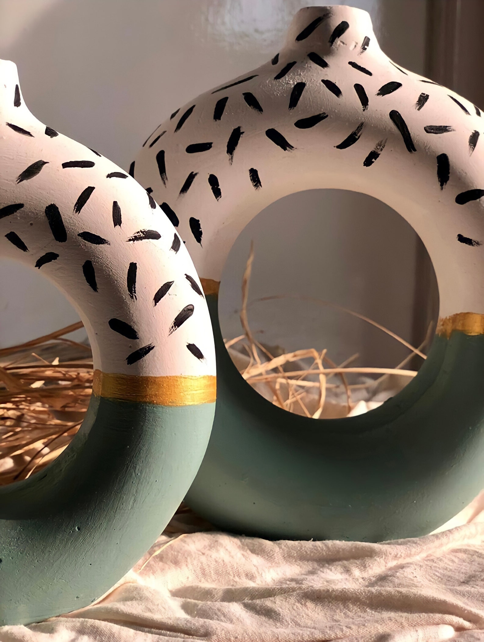 Nordic Vases Ceramic Donut Vase Set Scandinavian Decor Etsy