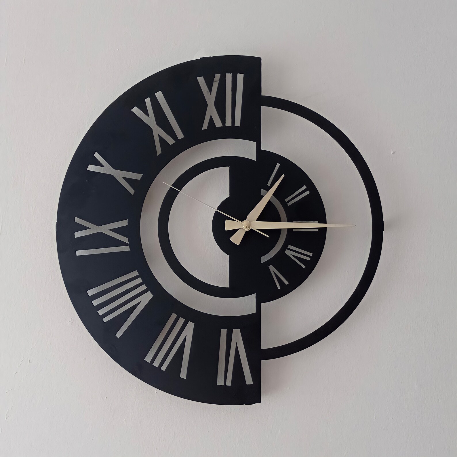 Black Metal Wall Clock Large Wall Clock With Roman Numerals Etsy