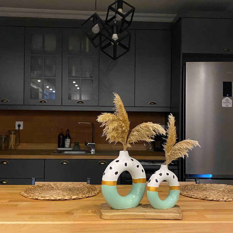 Nordic Vases Ceramic Donut Vase Set Scandinavian Decor Etsy
