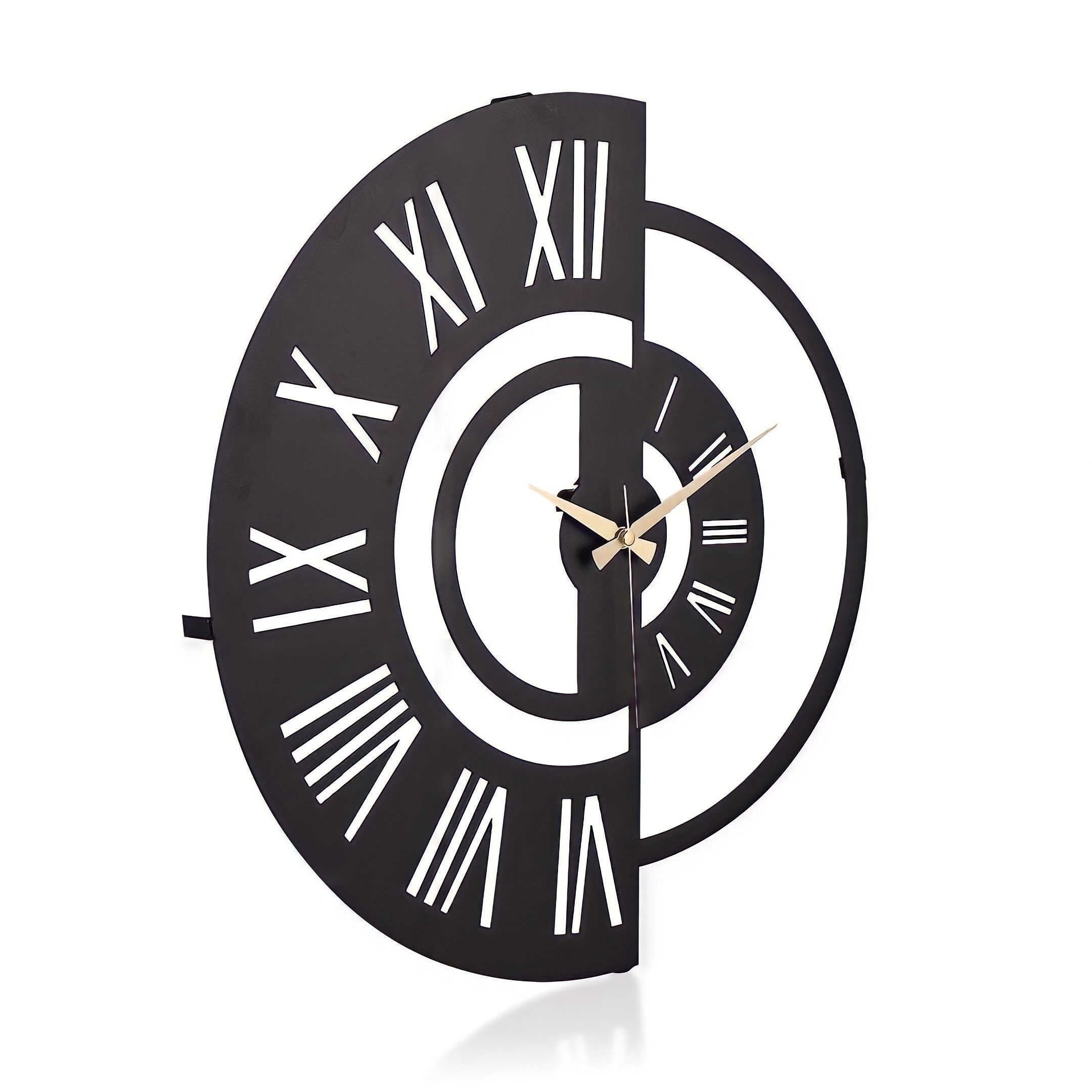 Black Metal Wall Clock Large Wall Clock With Roman Numerals Etsy