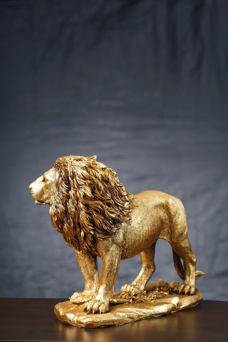 Large Lion Sculpture 4 Color Variations King Lion Statue Etsy