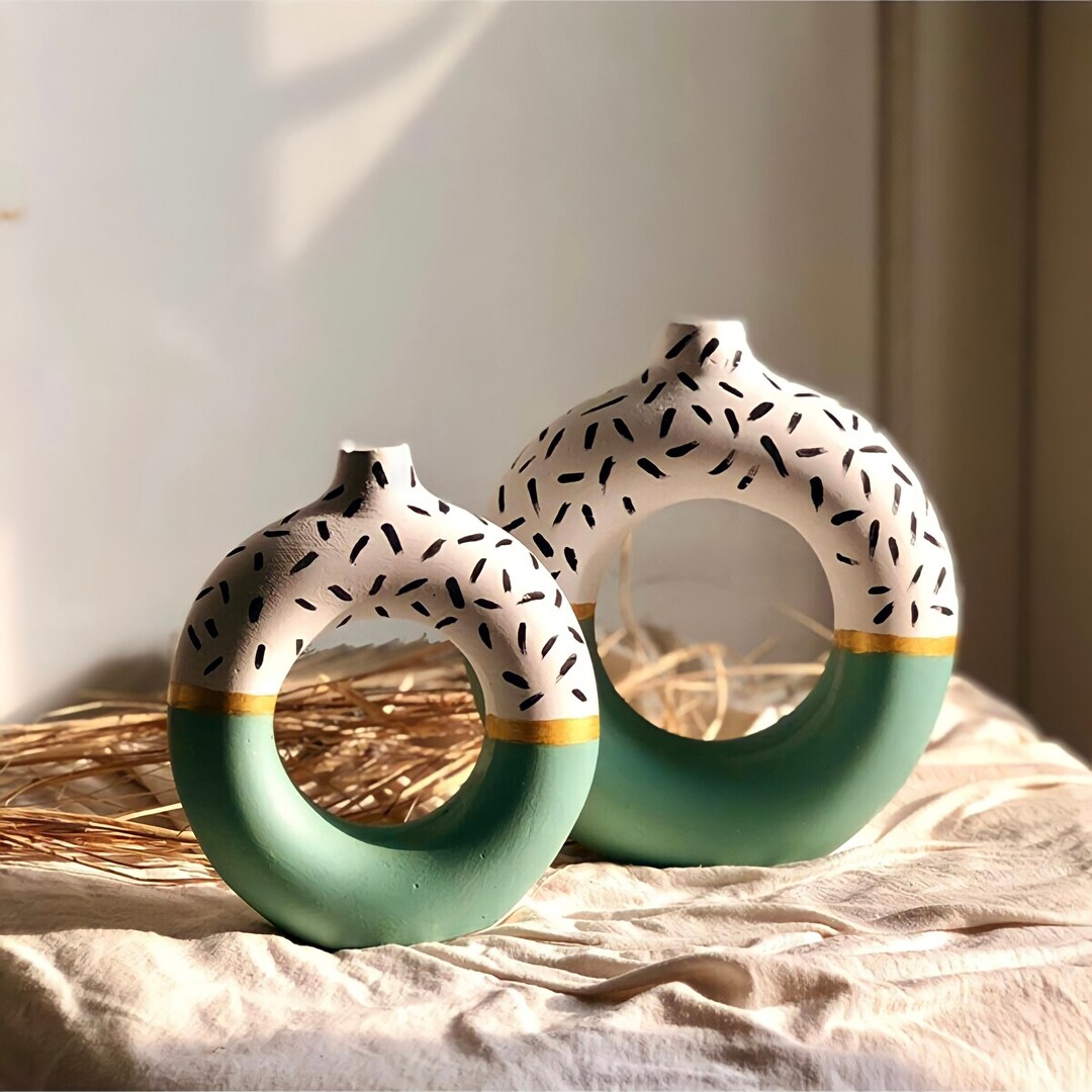 Nordic Vases Ceramic Donut Vase Set Scandinavian Decor Etsy