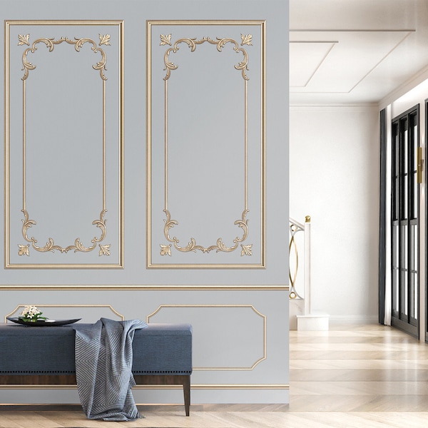 Klassisch Barock Stil mit goldenen Linien Fototapete, Wandform Vliestapete, Wandtapete, Personalisierbar