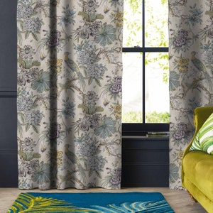 Vintage floral bird curtain, curtain, designer curtain, personalisable