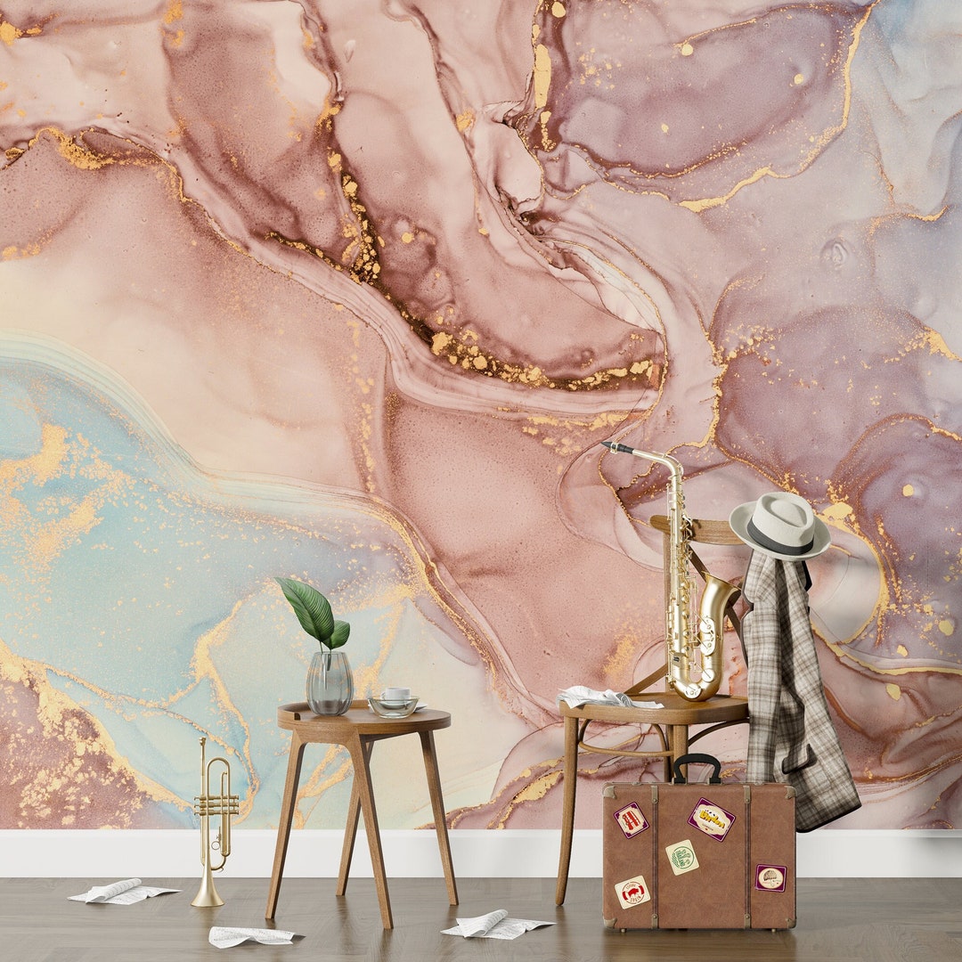 Marble Wallpaper, Abstract Art Mural, Pastel Style Nonwoven Wallpaper