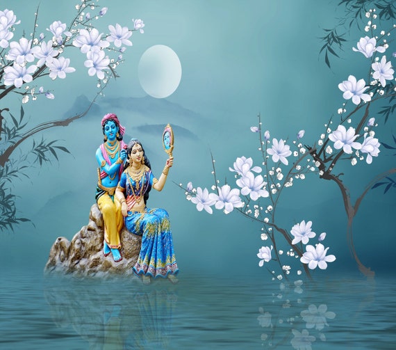 Radha Krishna Wall Mural Indian Wallpaper Luxury Decor Lord Krishna and Radha Wall Mural Customisable Etsy