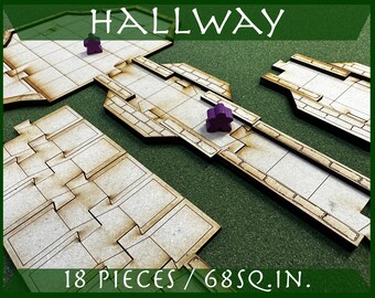 Hallway Part Pack - 18 pieces for  RPG Tabletops, Dungeons & Role-play Games - DDTile System