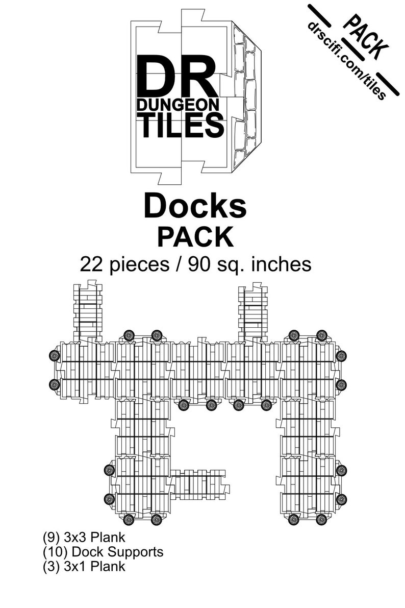 Docks Part Pack 22 pieces for RPG Tabletops, Dungeons & Role-play Games DDTile System image 3