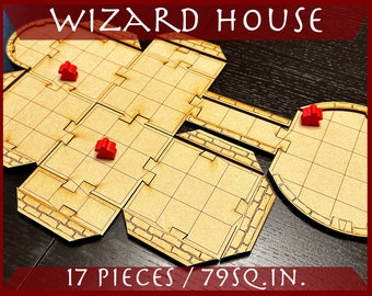 Wizard House Starter - 17 pieces for RPG Tabletops, Dungeons & Role-play Games - DDTile System