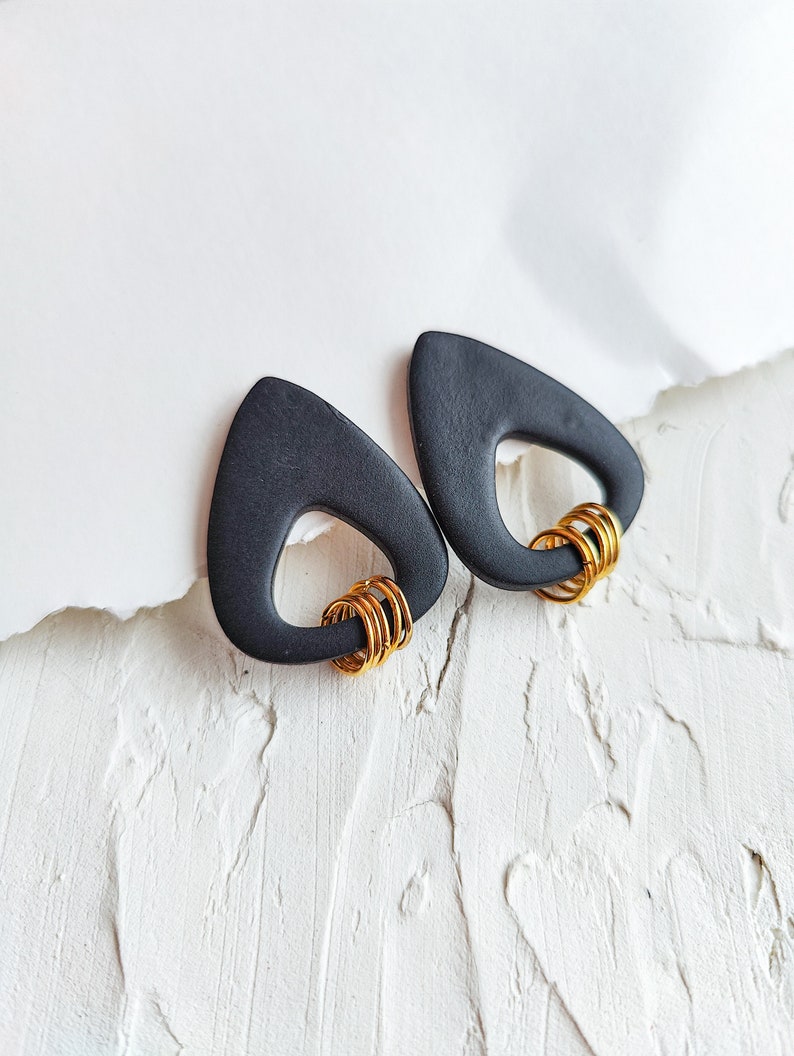 Statement Boho Statement Stud Earrings, Handmade, Polymer Clay image 1