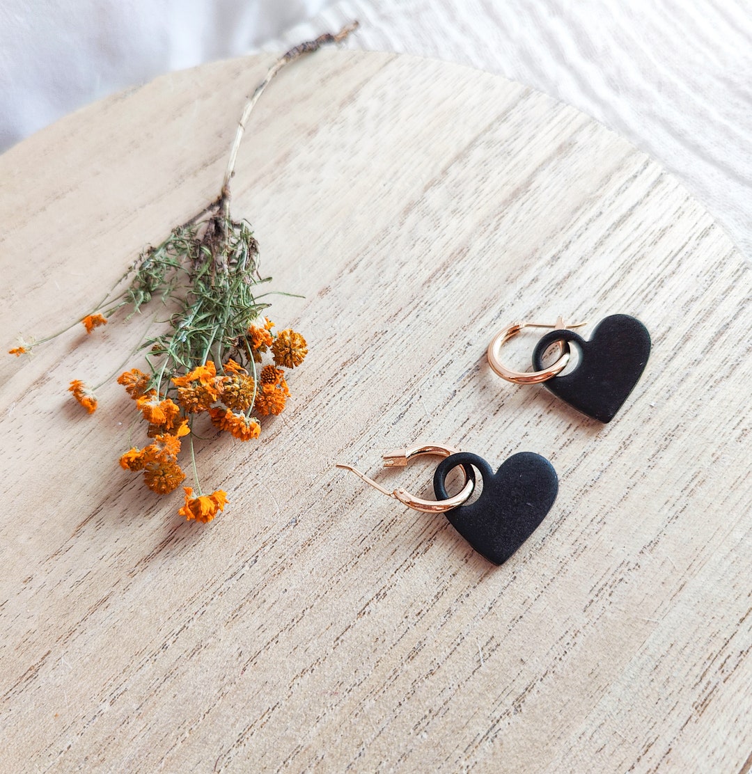 Emery Heart Gold Hoop Earrings