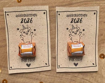 Printable template for a lucky charm for New Year's Eve 2026, New Year's Eve party favor, lucky pig gift, kiss printable template, New Year's greeting