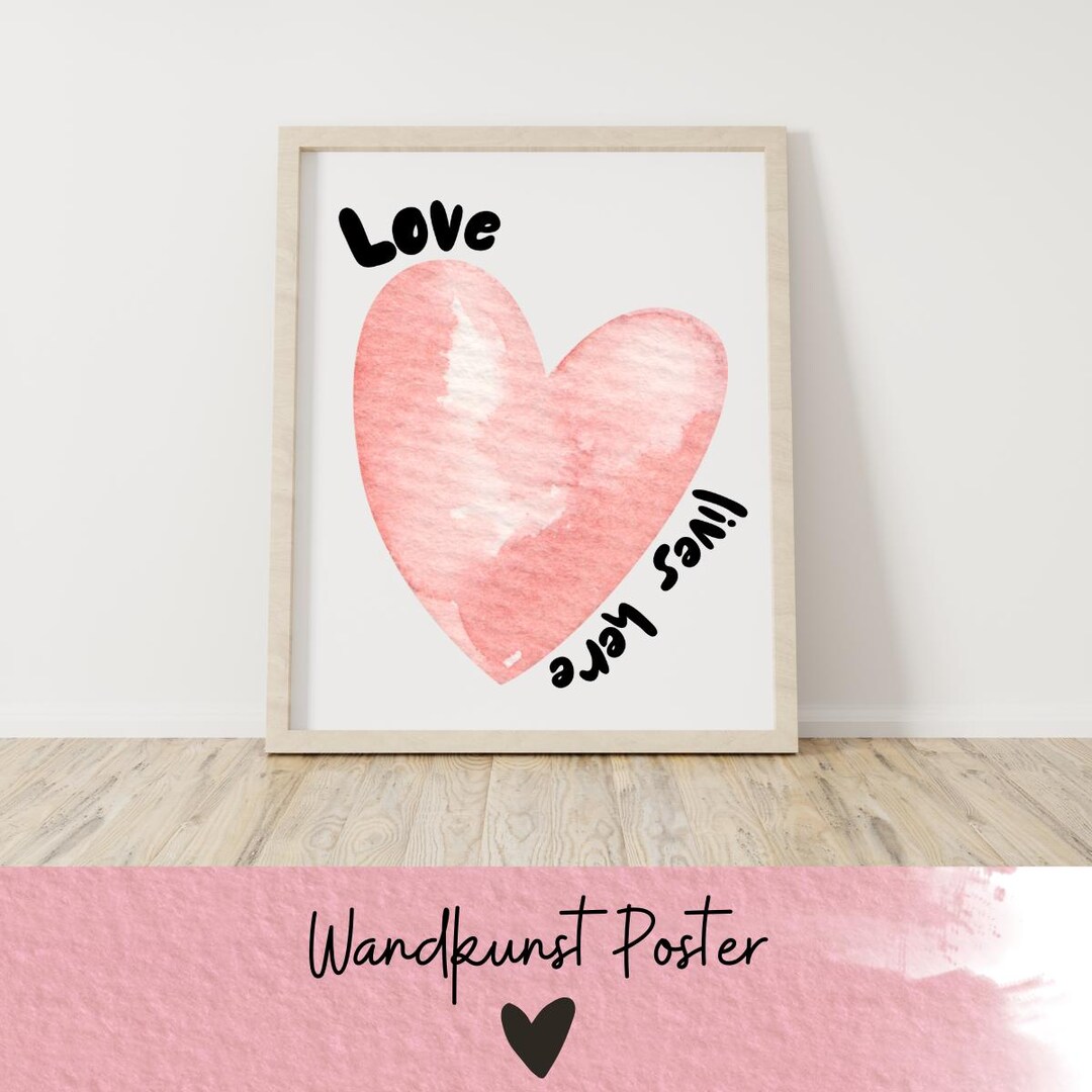 Poster Love Quote Watercolor Wall Art Valentine's Day Decoration Heart ...