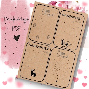 Druckvorlage Hasenpost Ostern PDF Vorlage zum Download Ausdrucken Geschenkkarte Geschenkidee Selbstausdrucken Ostergruß Osterzeit Karte