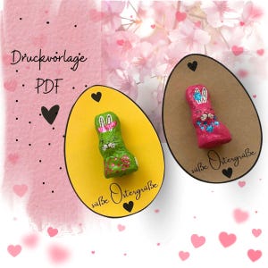 Print sjabloon Pasen Paasei tafeldecoratie PDF sjabloon om te downloaden Print cadeaubon cadeau-idee zelf printen Paasgroet Paastijd