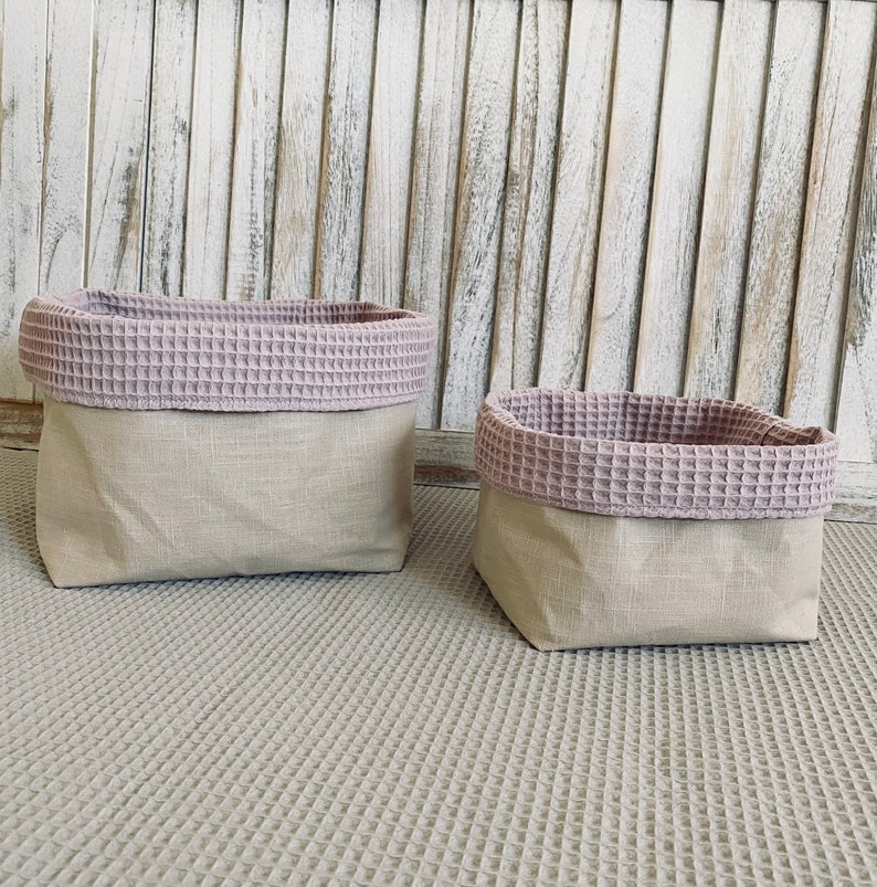 Utensilo linen waffle basket organizer fabric basket changing table color choice image 7