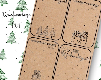 Christmas print template PDF template for download Print out gift card Gift idea Print out yourself Christmas greeting card