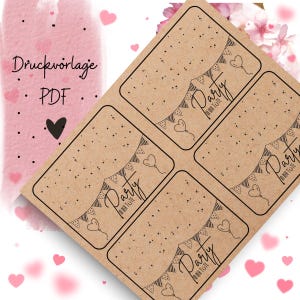 Print file Party in the bag, bag flap template for printing birthday, birthday present, craft template, souvenir PDF